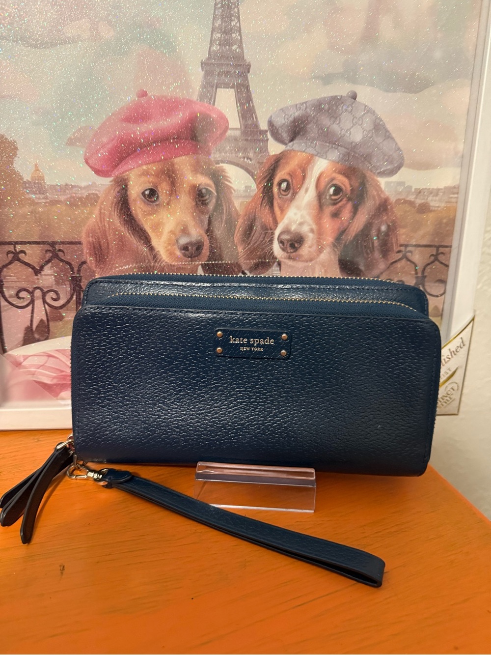 Kate Spade Anita Pebbled Leather Double Zip Wristlet/Wallet VGUC